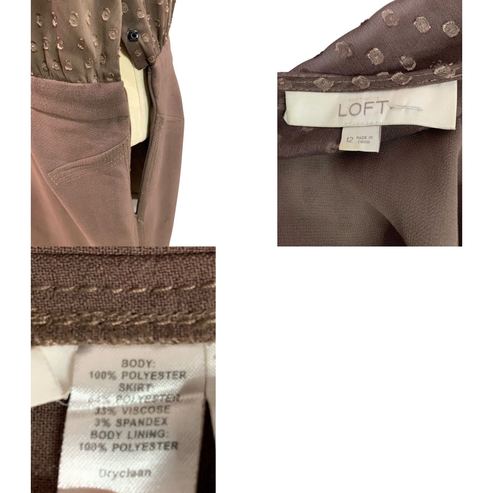 Loft VINTAGE LOFT Dress Brown Sleeveless Bodice Size 12 Women Knee Length Bodice Dress LOFT Brown Sleeveless Bodice 12 Women Size XL / US 12-14 / IT 48-50 - 8 Thumbnail