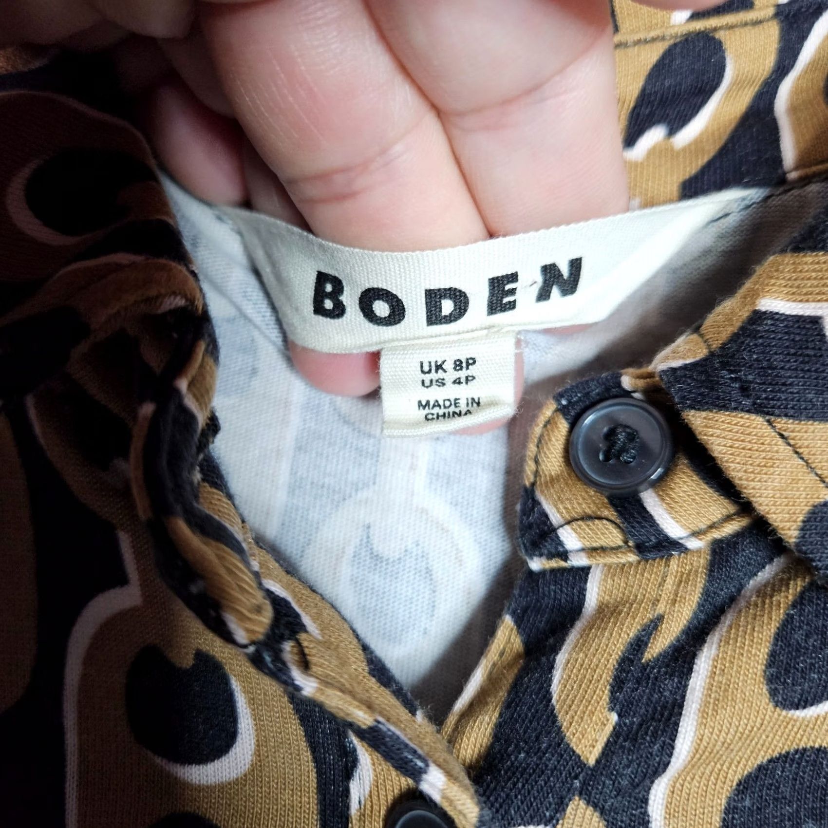 Boden Boden Dress Womens 4P Wrap Dress Geometric Brown Long Sleeve A-Line Casual Shirt? Size S / US 4 / IT 40 - 4 Thumbnail