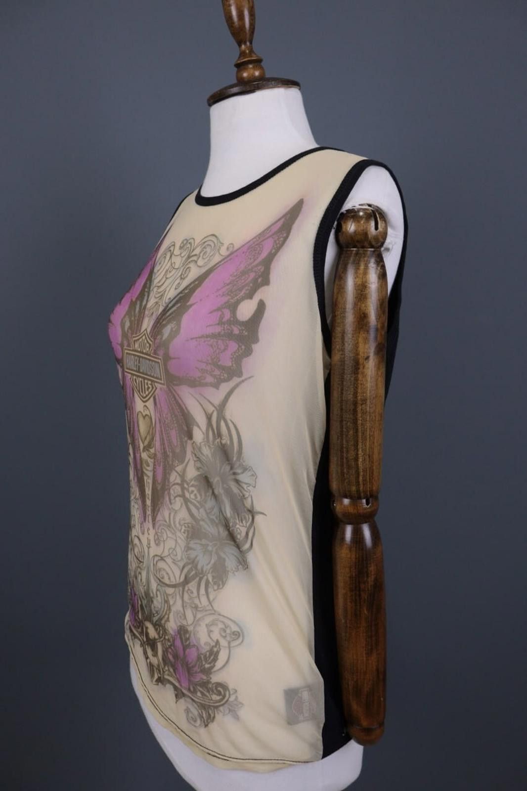 Designer Harley Davidson Beige Butterfly Top Tunic Shirt Size XL Size ONE SIZE - 6 Thumbnail