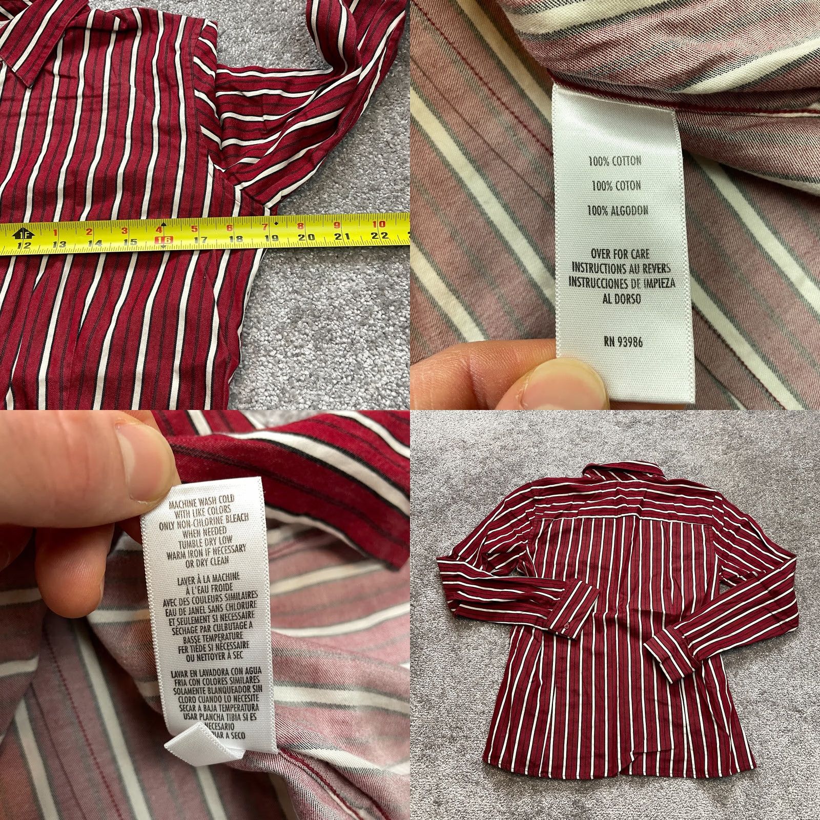 Vintage VINTAGE? No—[Original does not indicate vintage] Title: Casual Corner Annex Button Up Blouse Top Womens Medium Red Striped Long Sleeve Size M / US 6-8 / IT 42-44 - 8 Thumbnail