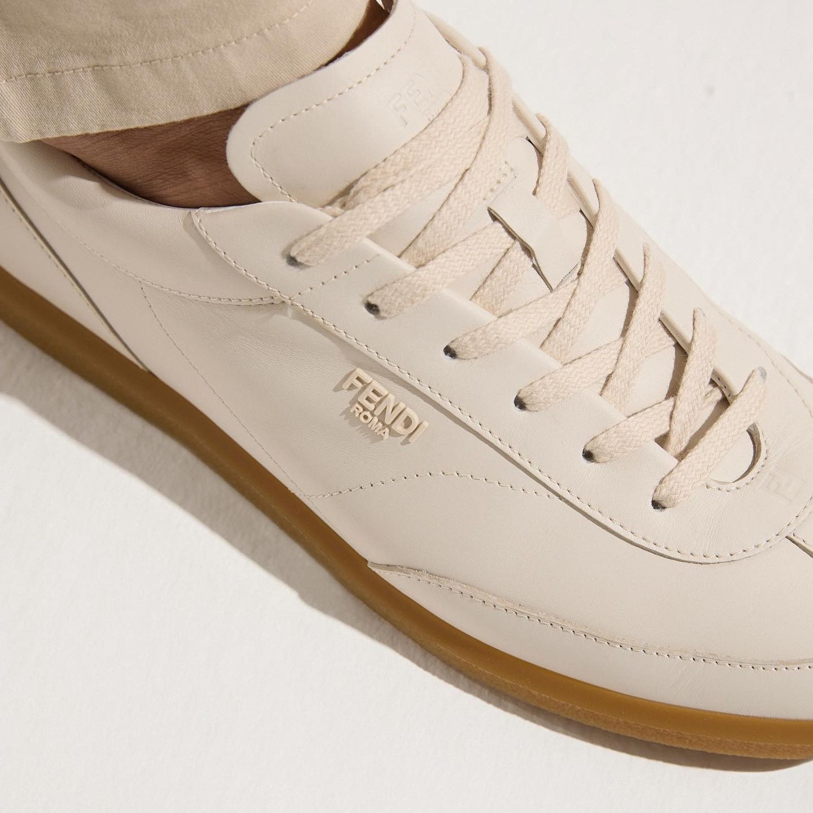 Fendi Fendi Light Bianco Ice White Leather Low Top Sneakers US 12 Size US 12 / EU 45 - 6 Thumbnail