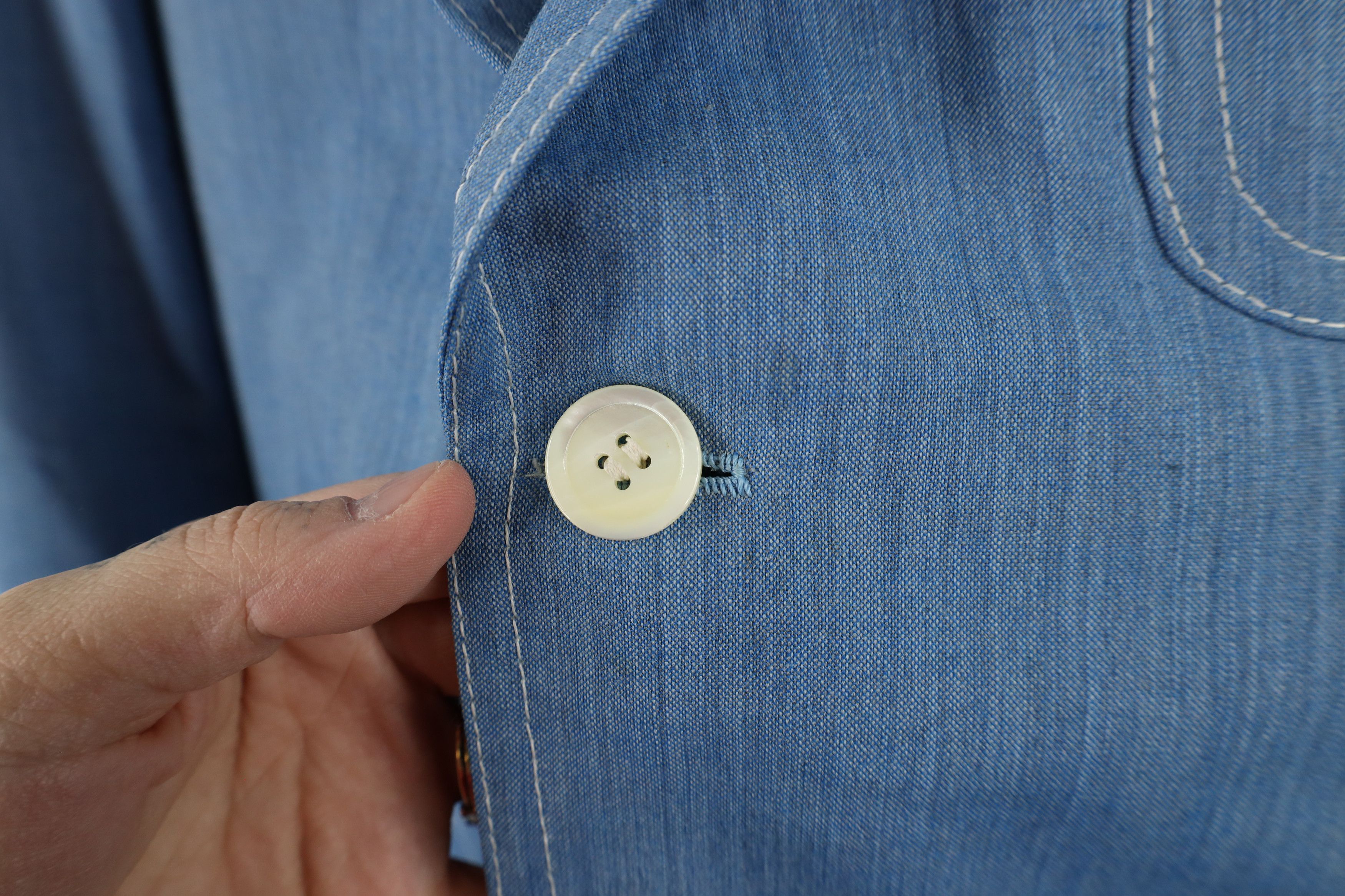 Vintage Vintage 60s 70s Rockabilly Chambray Blazer Suit Jacket Blue Size US L / EU 52-54 / 3 - 7 Thumbnail