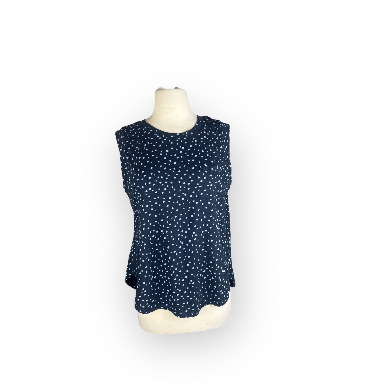 Ann Taylor Ann Taylor LOFT Dotted Pocket Tank - Navy with White Accents Size S / US 4 / IT 40 - 5 Thumbnail