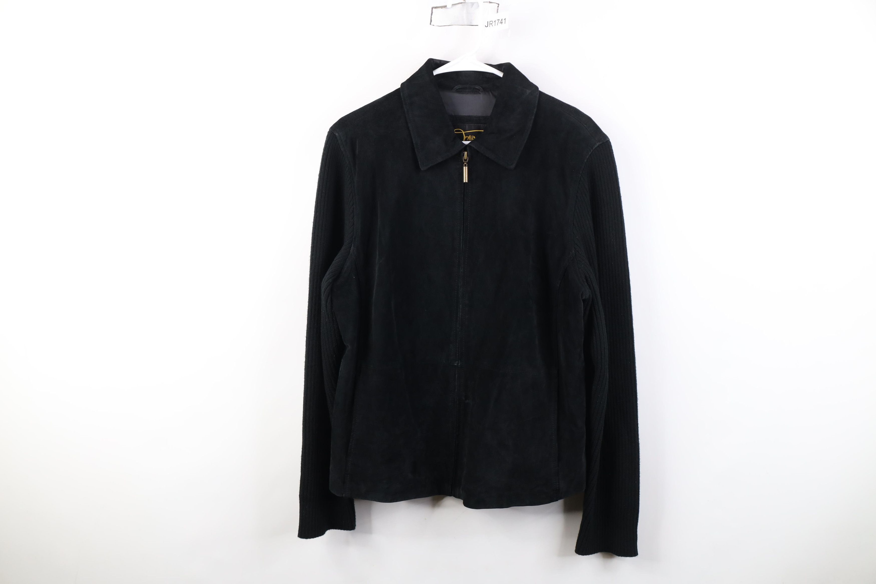 Vintage Vintage 90s Streetwear Leather Sweater Bomber Jacket Black Size XL / US 12-14 / IT 48-50 - 1 Thumbnail