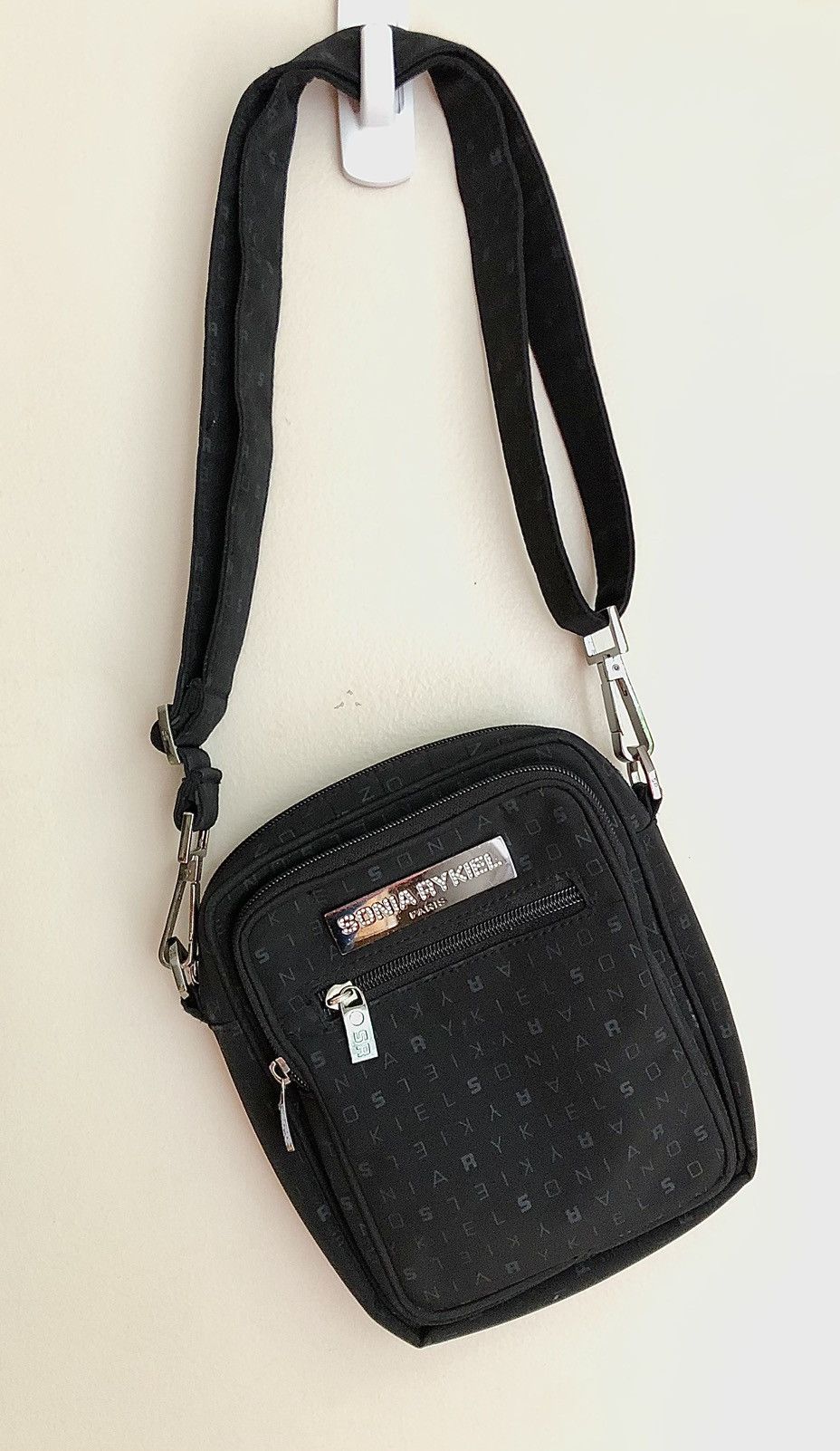 Sonia Rykiel Vintage Alphabet Logo Print Crossbody Bag in Black, Women's
