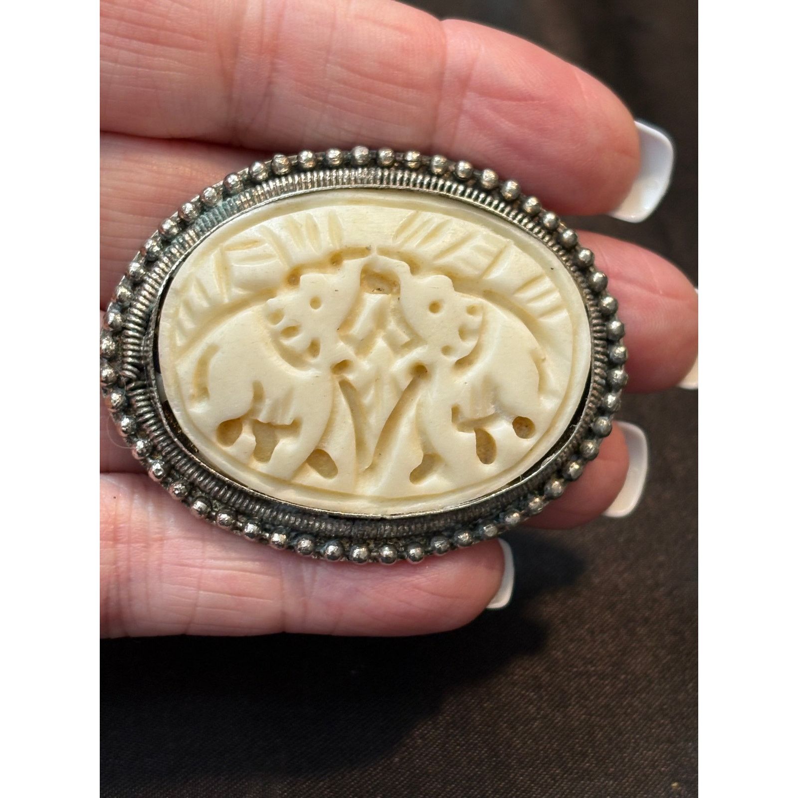 Other Vintage Hand Carved Bone Figural Brooch 2.25” 19g UNSIGNED Size ONE SIZE - 1 Thumbnail