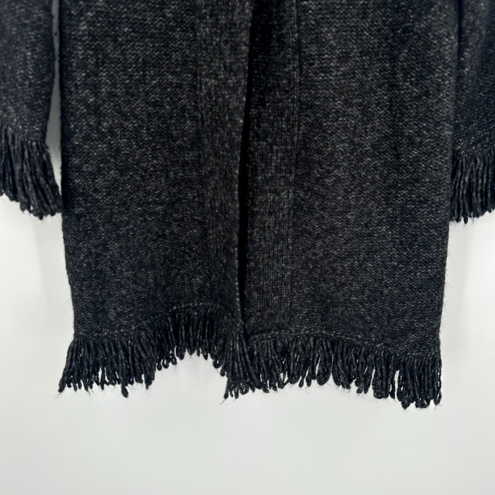 Vintage Marisa Christina Cardigan Women Charcoal Grey Wool Blend Fringe Toggle Knit 3/4 Sleeve Open Front Womens M Fall Winter Spring Knit Style Size M / US 6-8 / IT 42-44 - 3 Thumbnail
