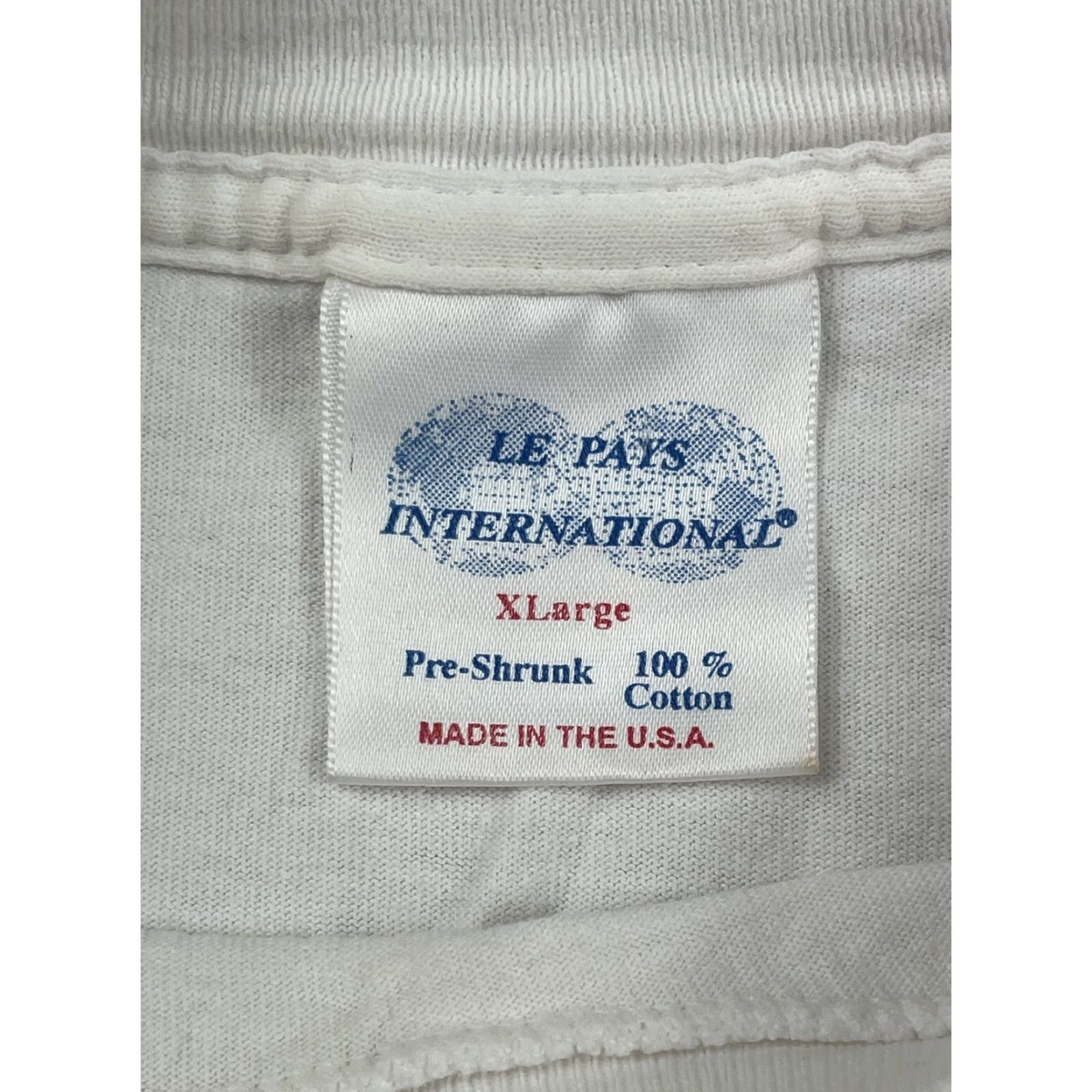 Vintage VINTAGE Le Pays International T-Shirt American Flag Graphic XL White Short Sleeve 90s Unisex Adults Size US XL / EU 56 / 4 - 3 Thumbnail