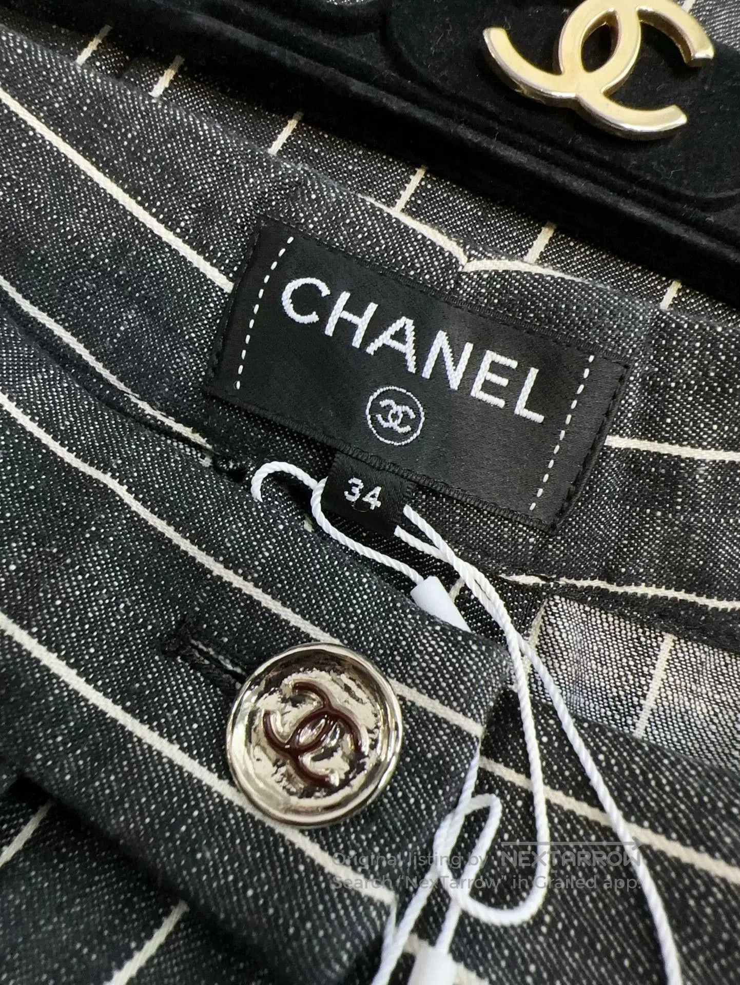 Chanel chanel gray white striped wide leg pants. Size US 34 / EU 50 - 4 Thumbnail