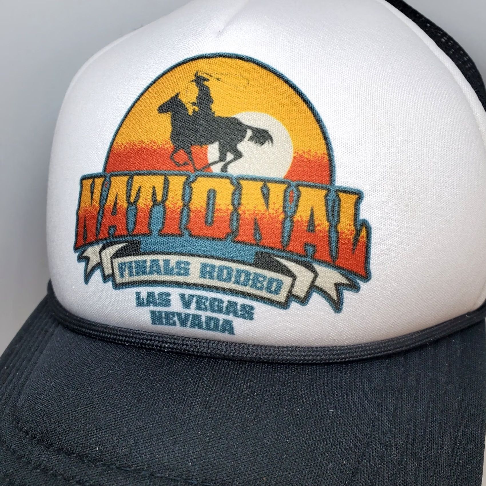 Vintage Mens Western Trucker Hat - Rodeo Championship Las Vegas Black Adjustable One Size Hat Size ONE SIZE - 3 Thumbnail