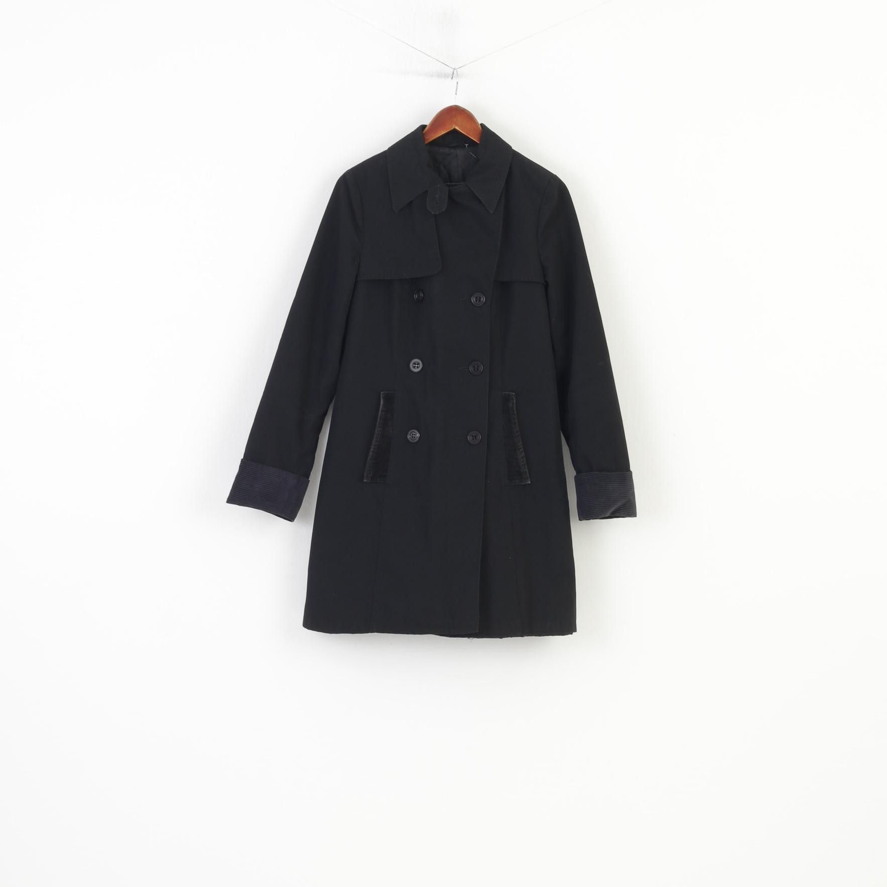 Vintage Fenno-Sport Women 38 M Coat Black Double Breasted 10989 Size XS / US 0-2 / IT 36-38 - 2 Thumbnail