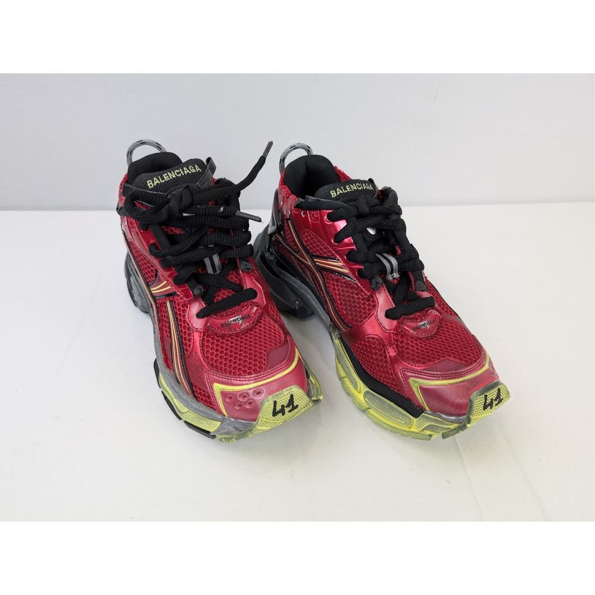 Balenciaga o1rshd1 Mesh Rubber Runner in Red/Yellow/Grey/Black Size US 8 / EU 41 - 6 Thumbnail