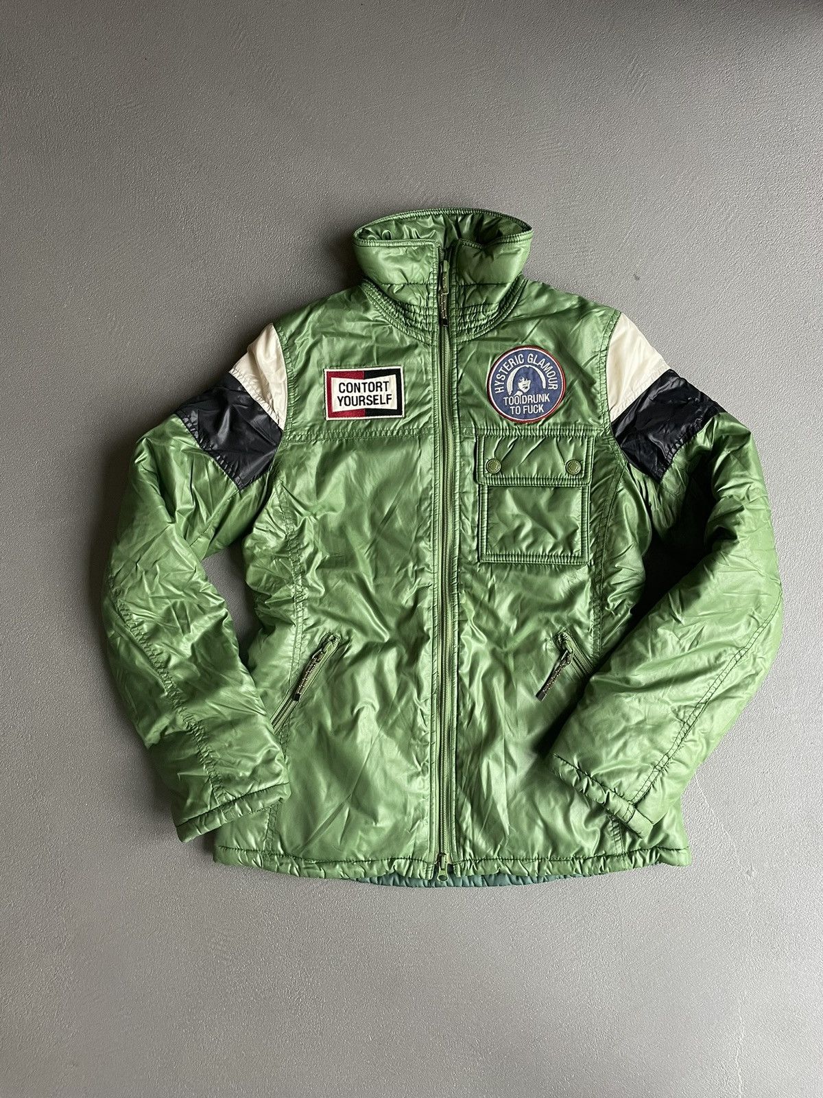 image of Hysteric Glamour Puffer Jacket in Green, Men's (Size Small)