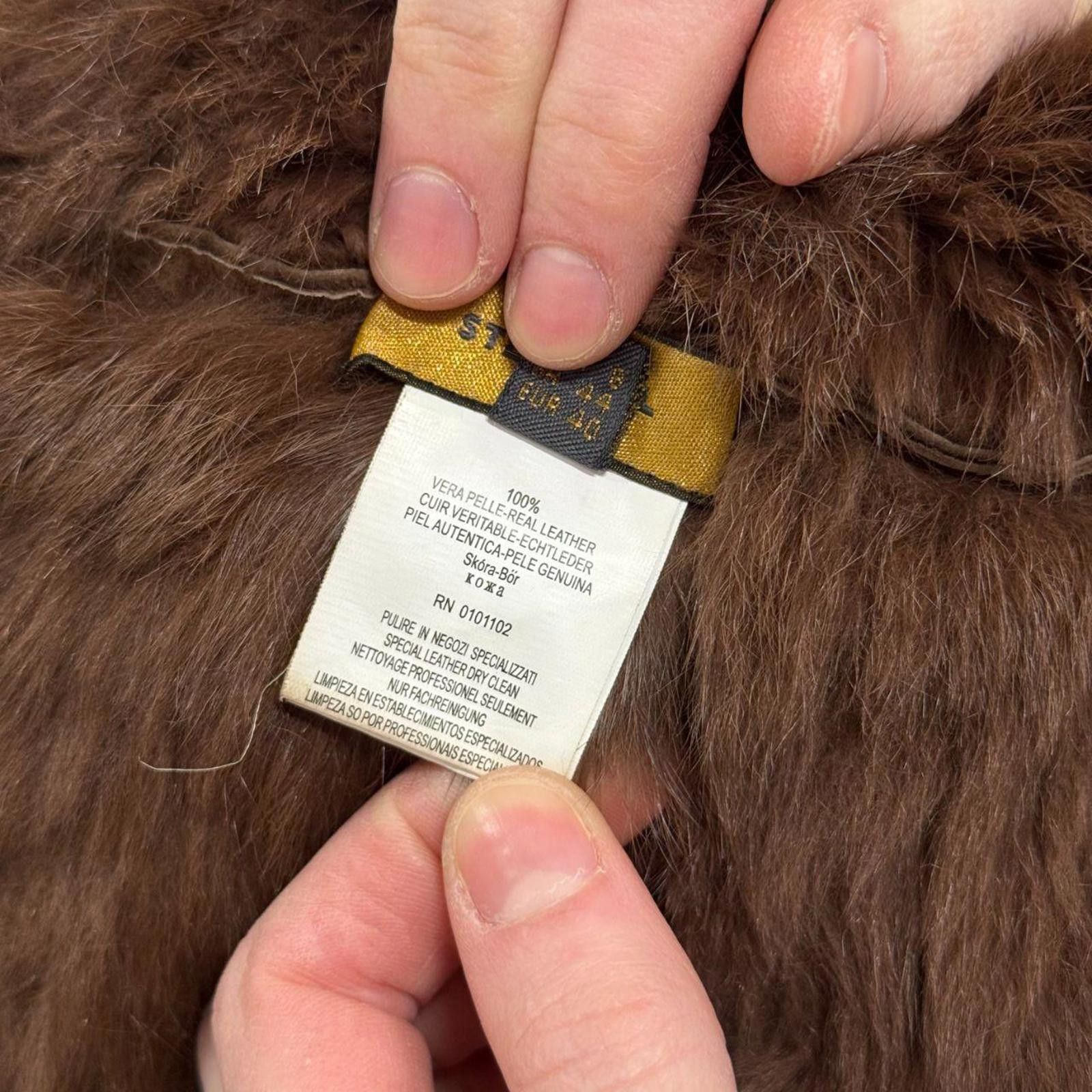 Stefano Ricci Y2K Vintage Stefanel Leather Suede & Rabbit Fur Brown Jacket Size M / US 6-8 / IT 42-44 - 7 Thumbnail