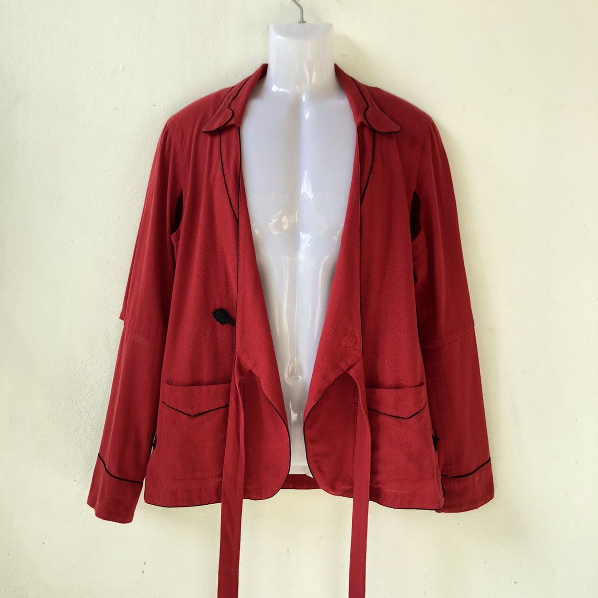 Takahiromiyashita The Soloist. SS17 TheSoloist Red Kimono Jacket with Cut-Out Sleeves Size US S / EU 44-46 / 1 - 4 Thumbnail