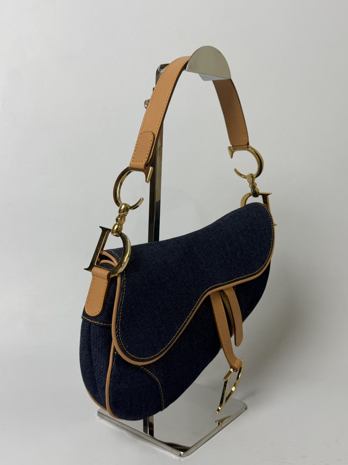 Dior 2000’s Christian Dior Saddle Blue Denim Rare Lining Size ONE SIZE - 6 Thumbnail
