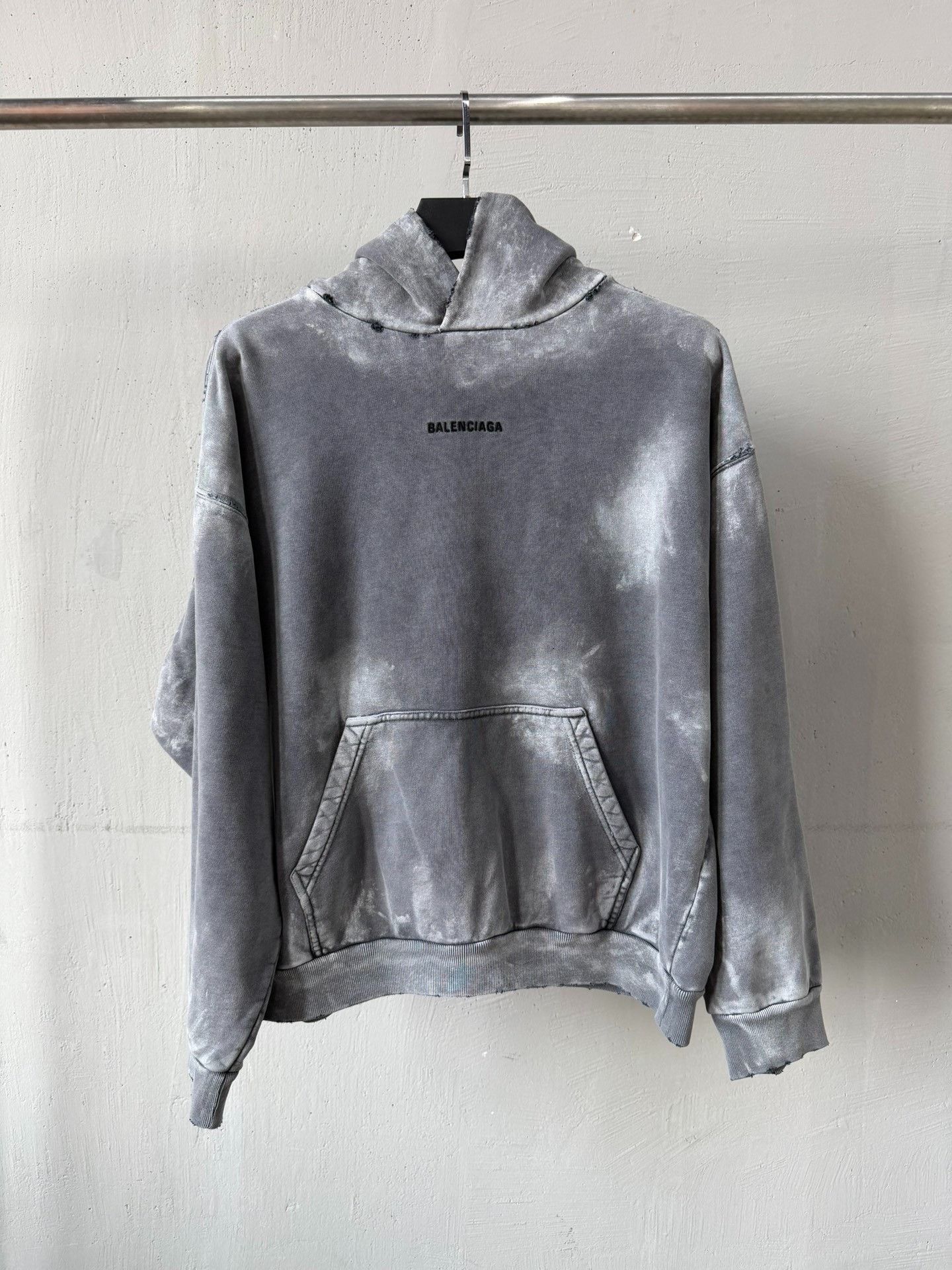 Saint Laurent Paris Balenciaga Gray Tie-Dye Logo Hoodie Size US S / EU 44-46 / 1 - 1 Thumbnail