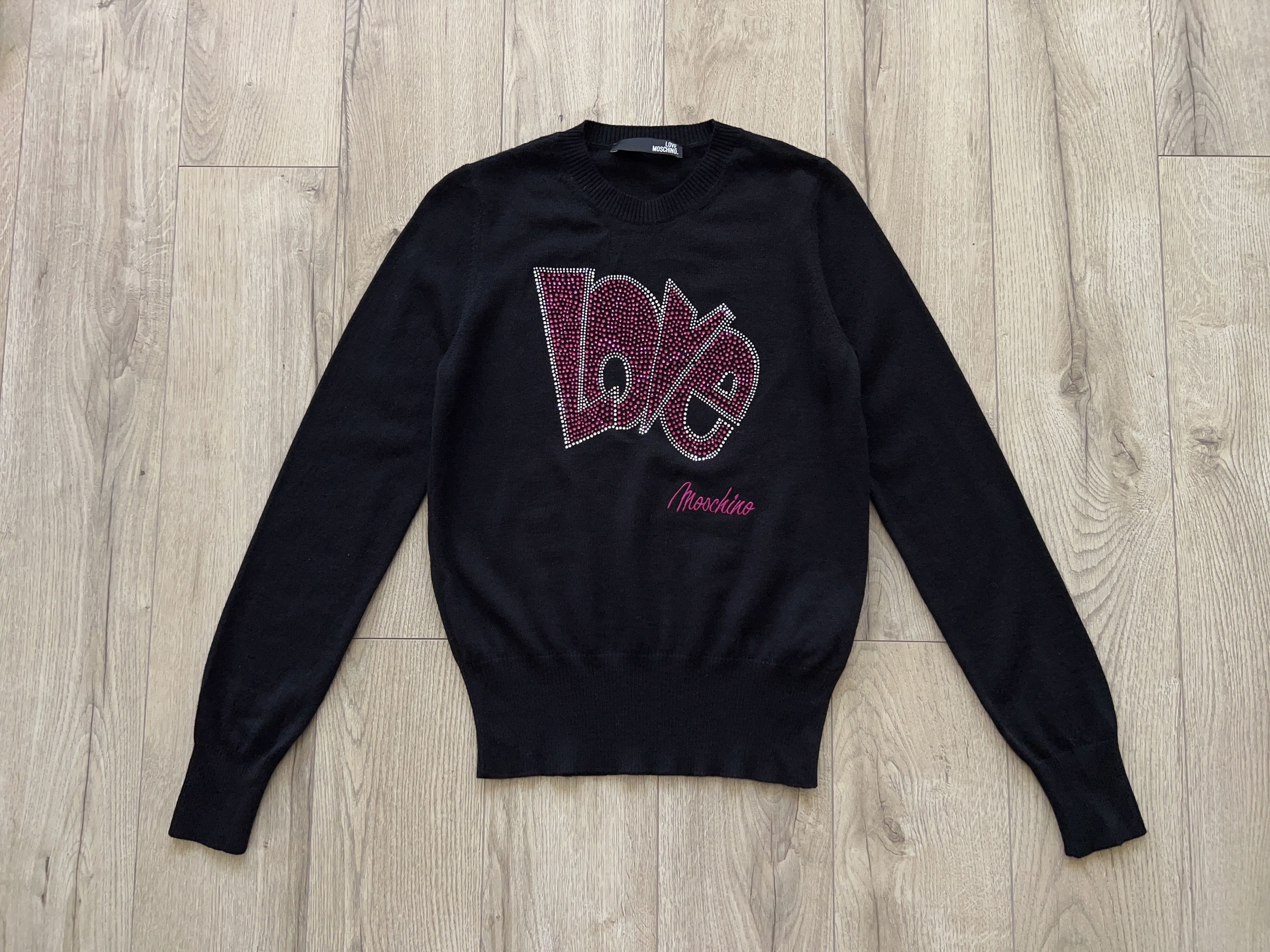 Designer × Love Moschino LOVE MOSCHINO Big Logo Wool Acrylic Sweater Jumper Pullover Size M / US 6-8 / IT 42-44 - 1 Thumbnail