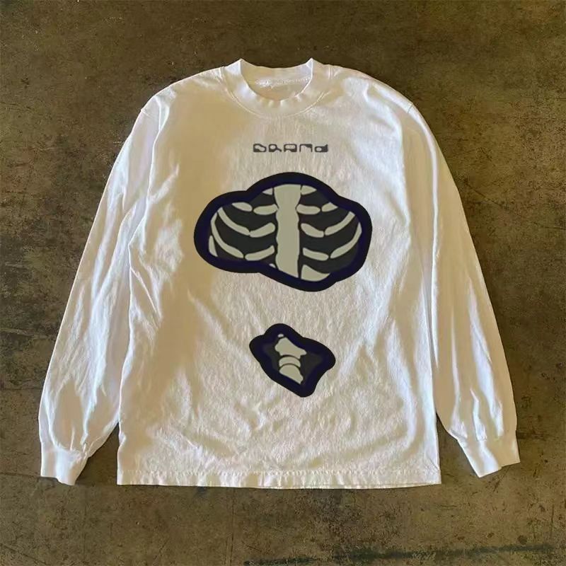 Japanese Brand White retro bone print long-sleeved t-shirt Size US M / EU 48-50 / 2 - 1 Thumbnail