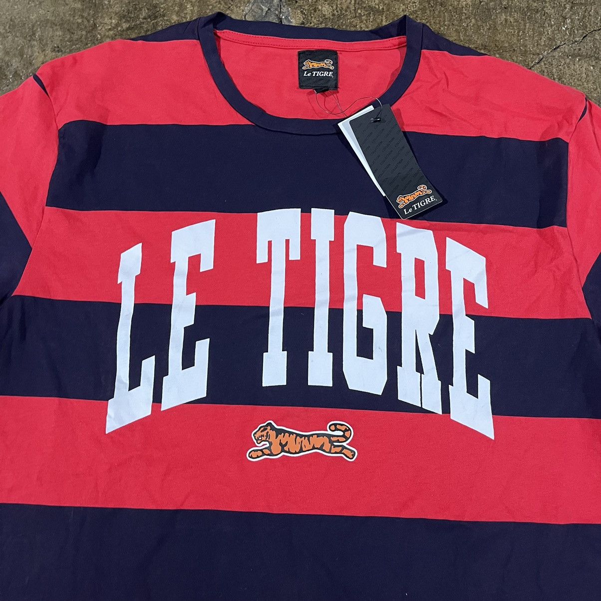 Le TIGRE × Vintage Crazy Y2K Le Tigre Striped Logo Hip-Hop Style Tee Shirt Size US XL / EU 56 / 4 - 3 Thumbnail