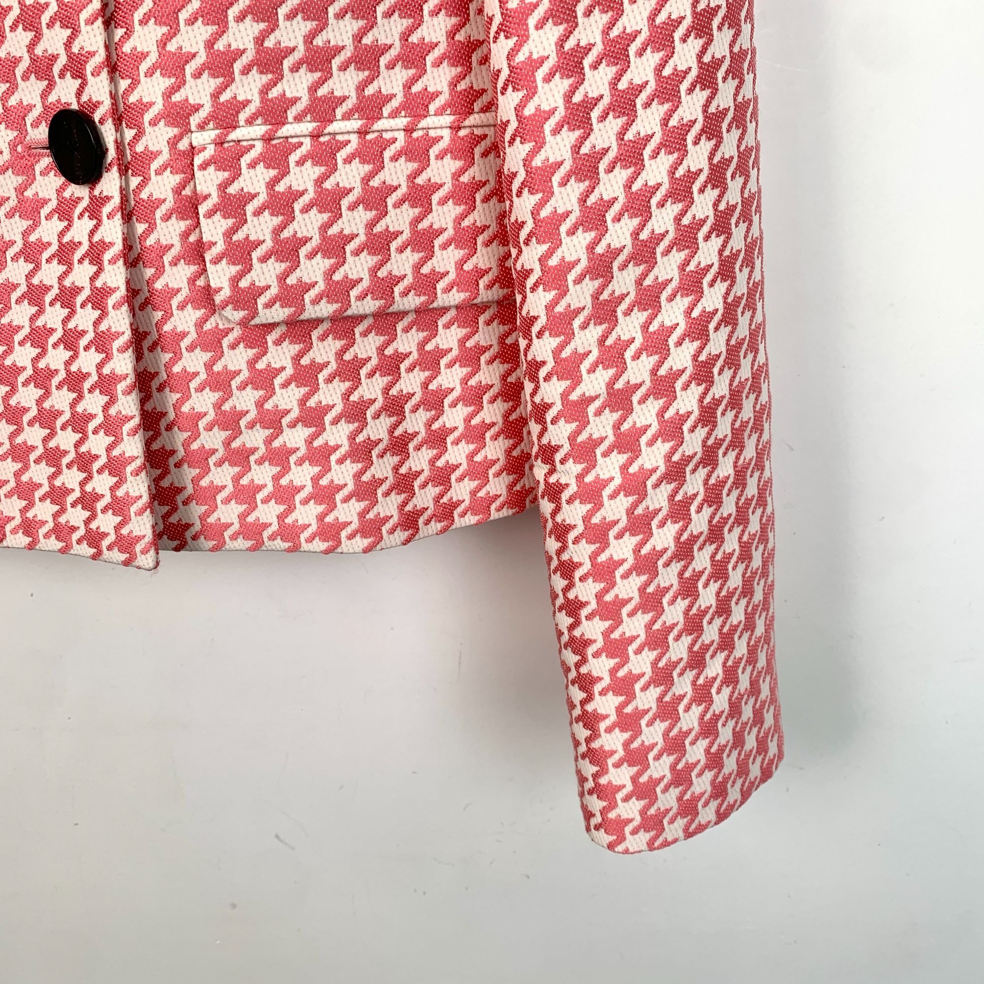 Dior Christian Dior Womens Pink & White Houndstooth Double-Breast Size XS / US 0-2 / IT 36-38 - 4 Thumbnail