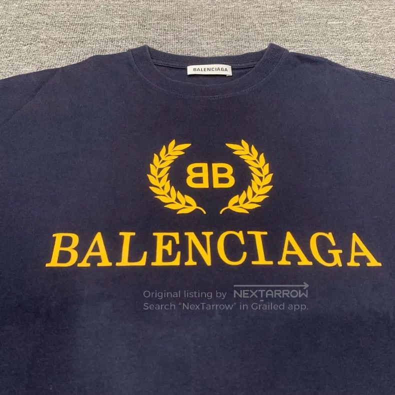 Balenciaga Balenciaga Navy Blue Wheat Pattern Short Sleeve Size US M / EU 48-50 / 2 - 8 Thumbnail