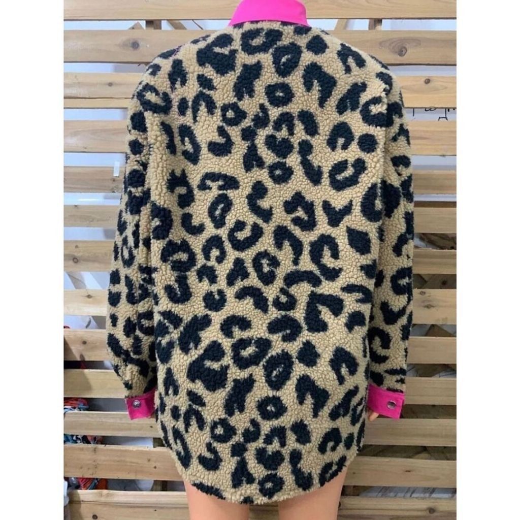 Other Oversized Leopard Print Sherpa Jacket Casual Boho Top Sz L Size L / US 10 / IT 46 - 4 Thumbnail