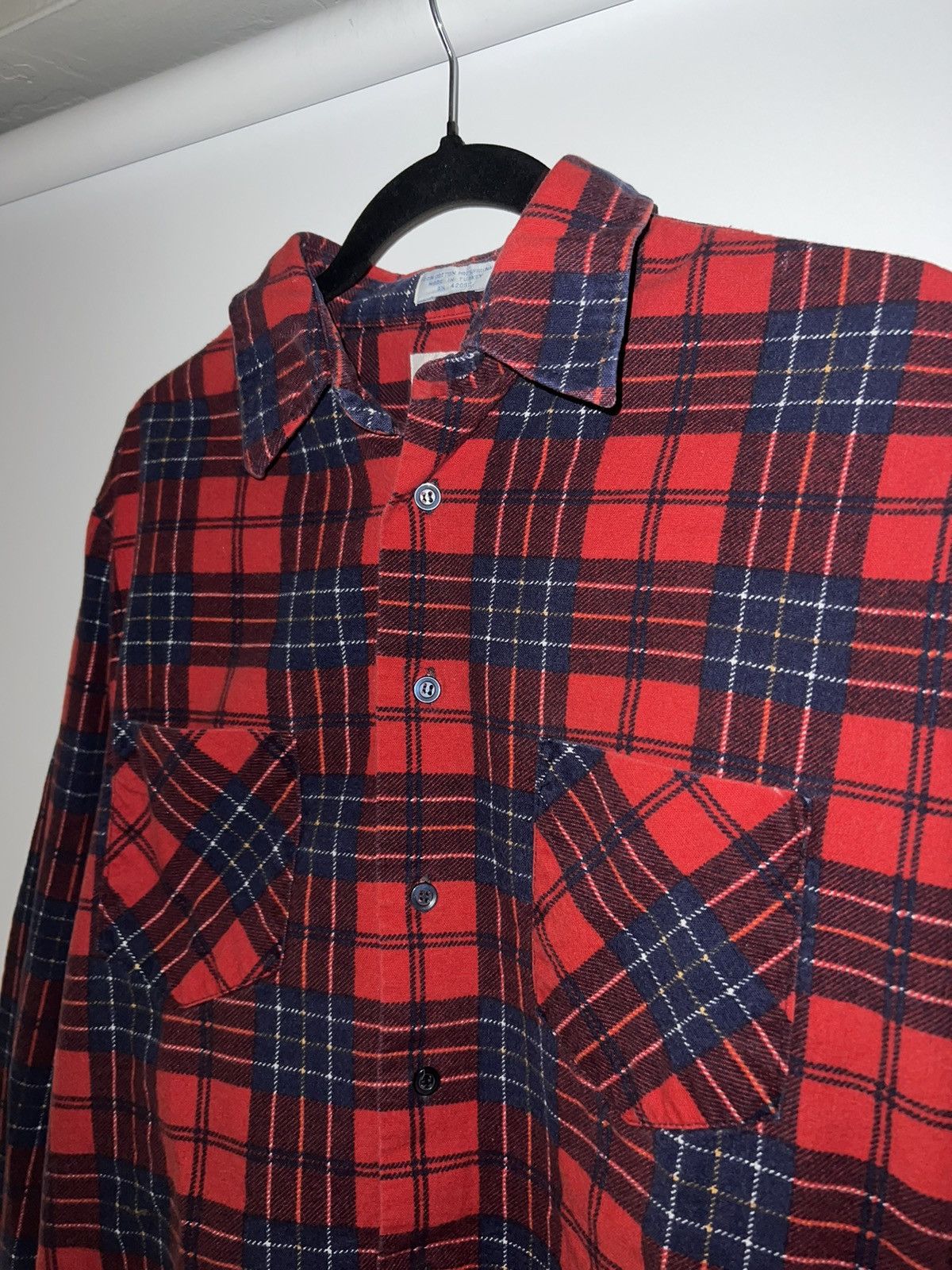Dickies × Vintage Vintage 90s Dickies Flannel Red/Blue Size US L / EU 52-54 / 3 - 3 Thumbnail