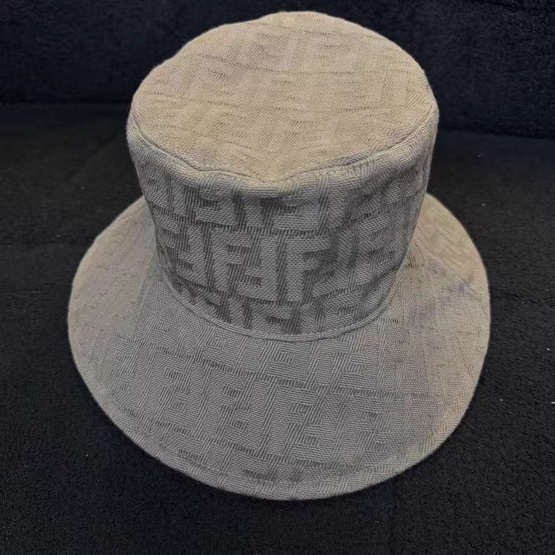 Fendi Gray Patterned Bucket Hat Size ONE SIZE - 1 Thumbnail
