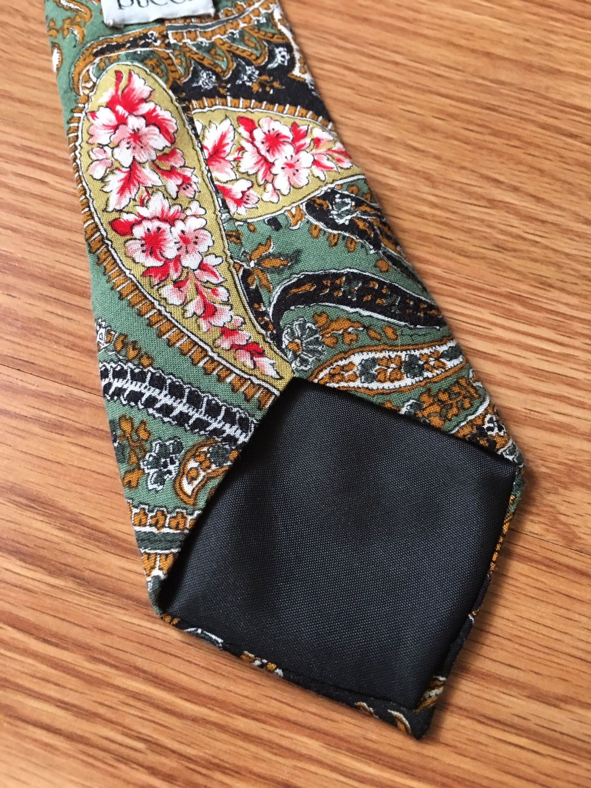 Vintage Via Pucci Vintage Designer Paisley Cotton Mens Tie Size ONE SIZE - 5 Thumbnail