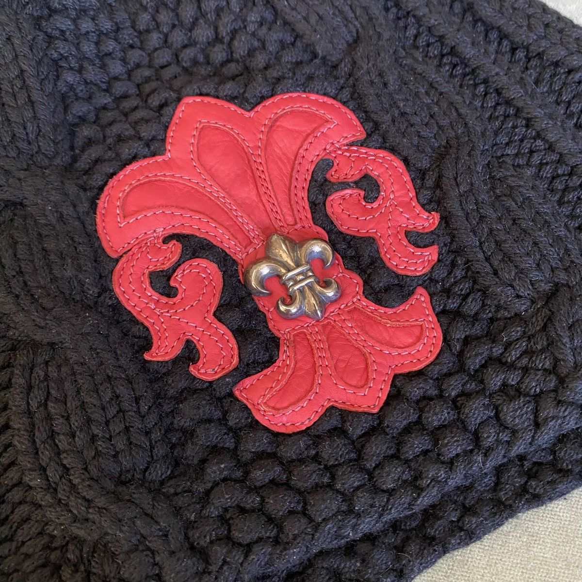 Chrome Hearts Chrome Hearts 1-of-1 Red Fleur Patch Knit Beanie Size ONE SIZE - 4 Thumbnail