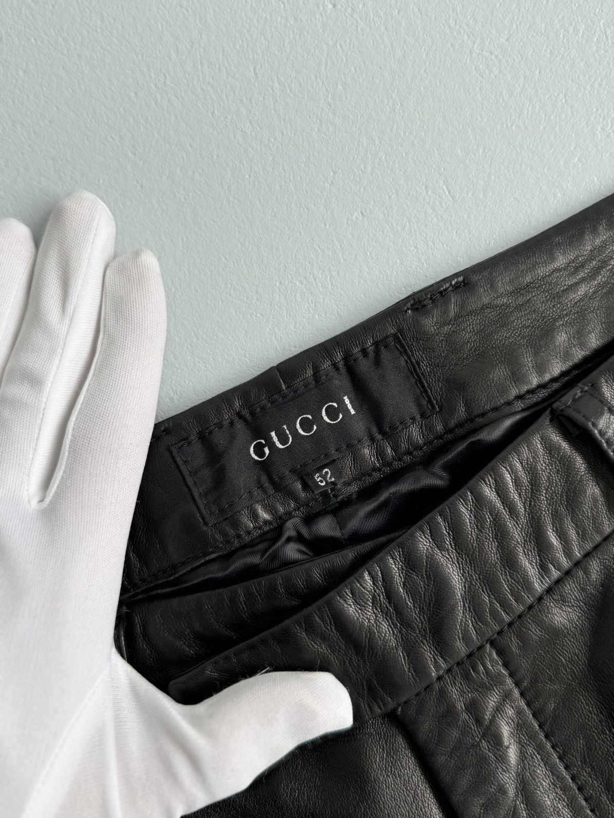 Gucci Gucci Tom Ford Era Dark Brown Black Lambskin Leather Pants Size US 35 - 11 Thumbnail