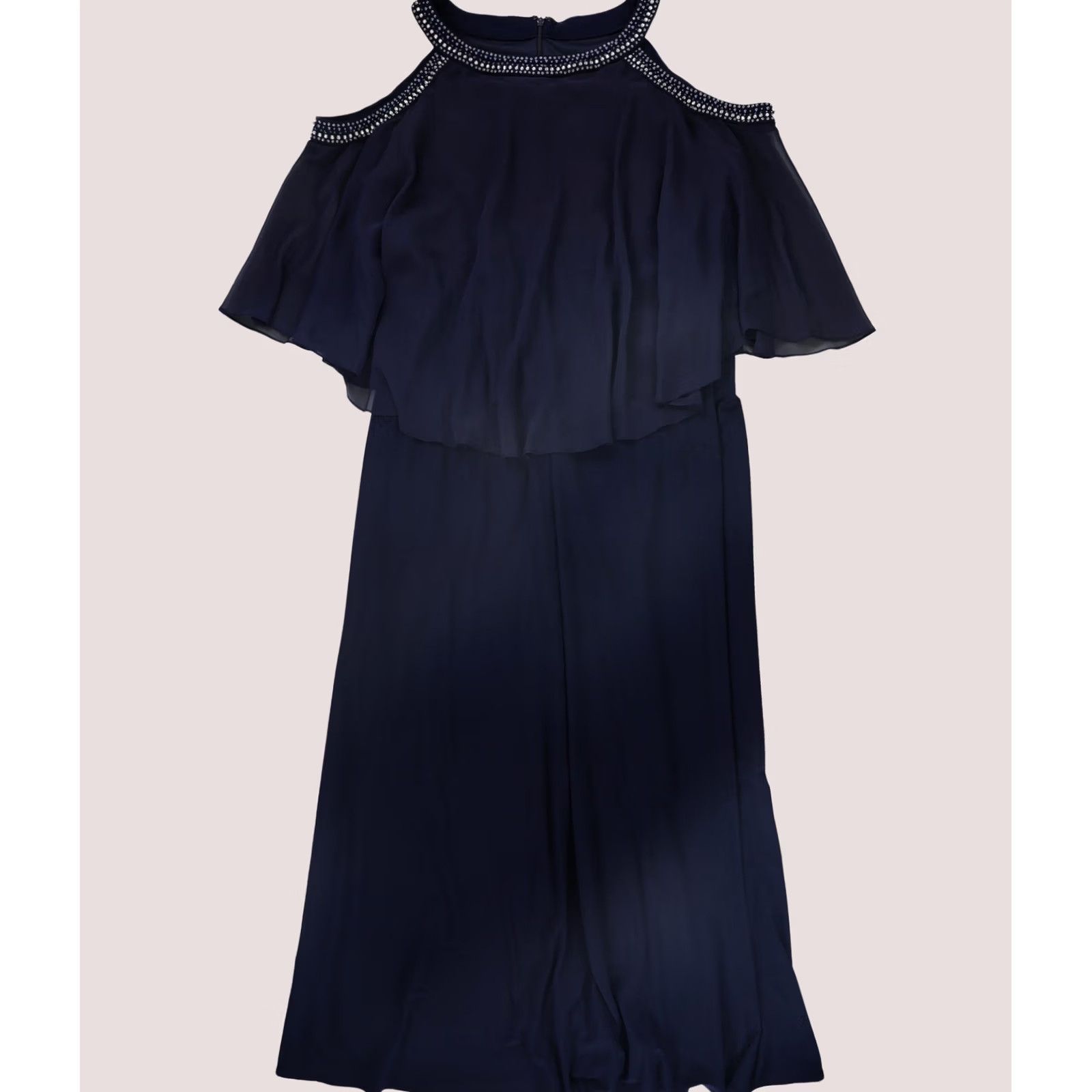 Alex Evenings Alex Evenings Womens Beaded Chiffon overlay Sheath Dress navy Plus Size 20W Size 3XL / US 20-22 - 1 Thumbnail