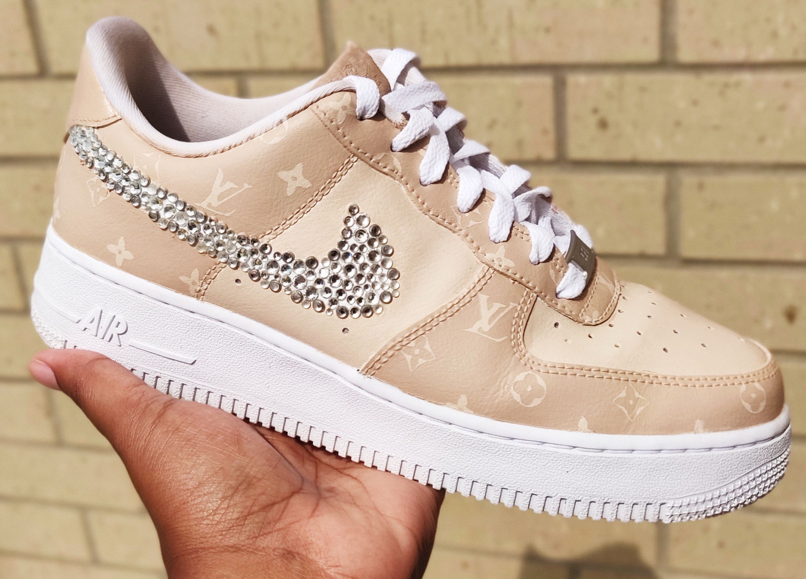 Nike Custom Designer LV Af1's with rhinestone swoosh Size US 8 / IT 38 - 1 Thumbnail