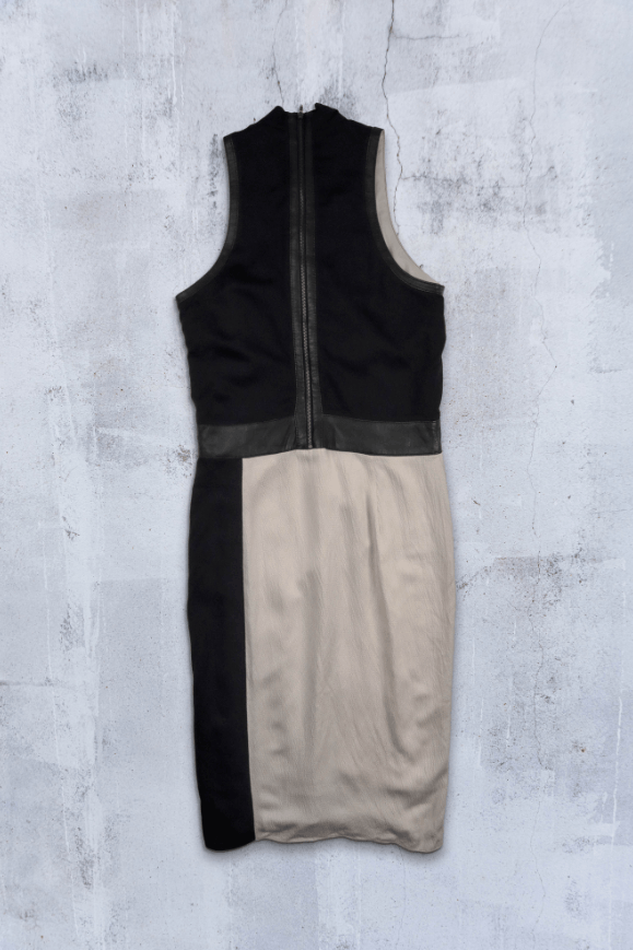 Helmut Lang Women's Helmut Lang Two-Tone Draped Leather Trim Dress XS Size XS / US 0-2 / IT 36-38 - 2 Thumbnail