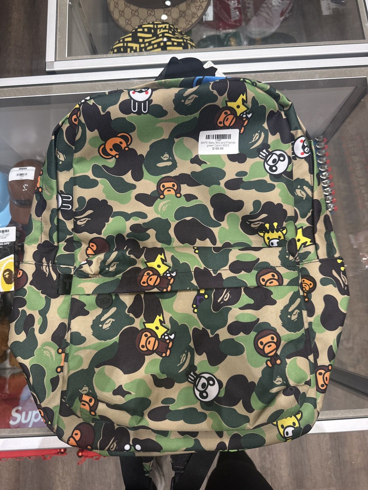 Bape Bape Baby Milo + Friends Green Camo Backpack SS23 | Grailed