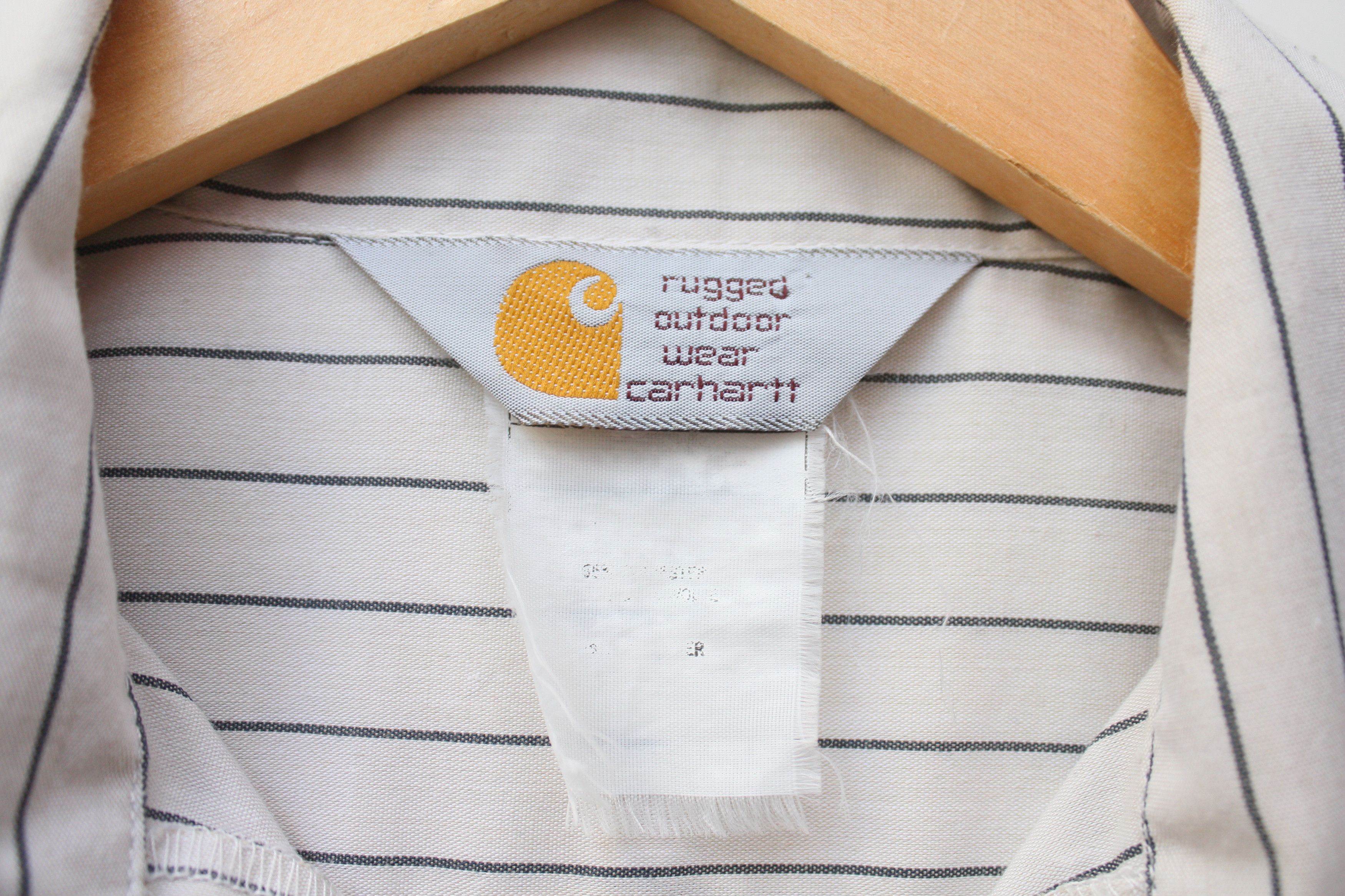 Carhartt × Vintage Carhartt Vintage Beige Striped Short Sleeve Shirt Size US L / EU 52-54 / 3 - 5 Thumbnail
