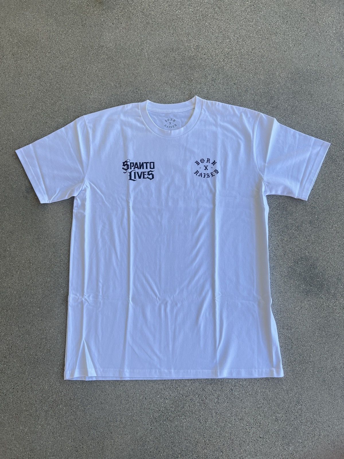 Born X Raised Born X Raised + Mister Cartoon “SPANTO LIVES” White Tee ...