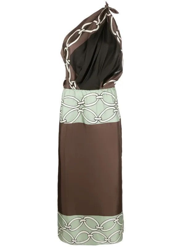 Valentino Valentino chain-print one-shoulder silk midi dress 44 (IT) Size M / US 6-8 / IT 42-44 - 1 Thumbnail