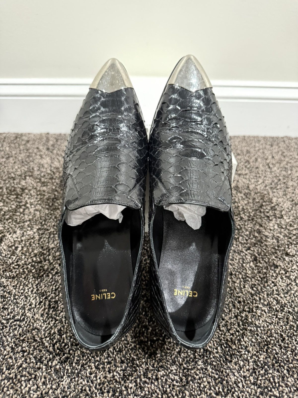 Celine × Hedi Slimane Celine x Hedi SS19 Python Jacno Slipper Shoes 30 Metal Toe Size US 10 / EU 43 - 10 Thumbnail
