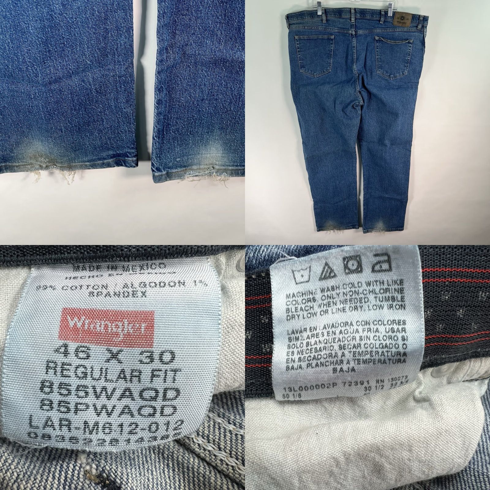 Wrangler VINTAGE Wrangler Regular Fit Straight Denim Jean Men’s Size 46 X 30 Blue - Wrangler Jeans, Denim, 5-Pocket, Regular, 46, 30, Blue, Men's Jeans Size US 30 / EU 46 - 8 Thumbnail