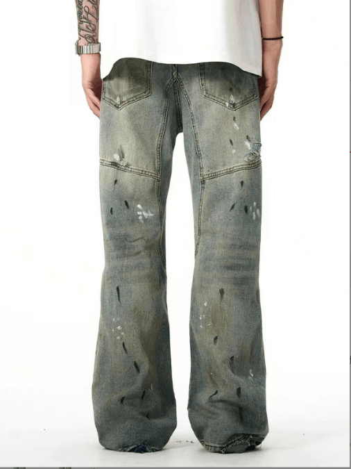 Japanese Brand × Jean Men's washed distressed American ink-splashed ripped jeans Size US 32 / EU 48 - 4 Thumbnail