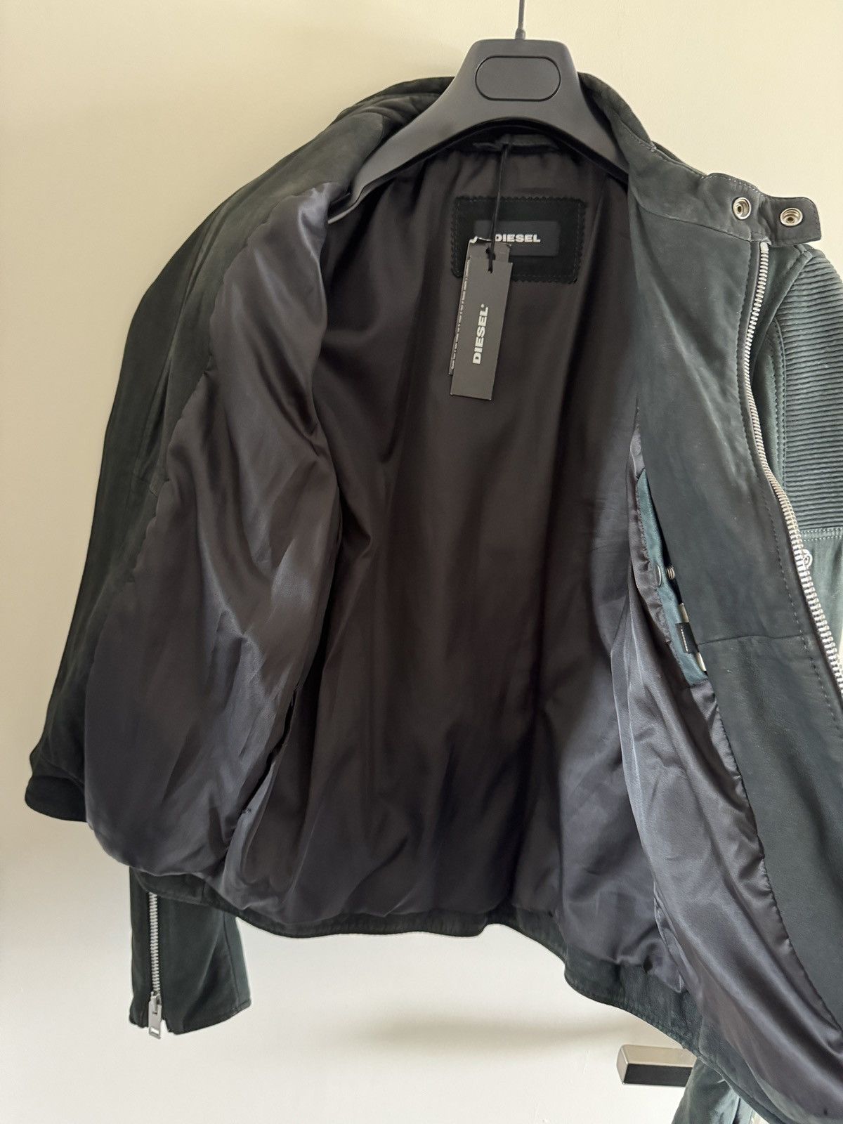 Diesel L-Mackson Black / Grey Leather Biker Jacket medium Size US M / EU 48-50 / 2 - 8 Thumbnail