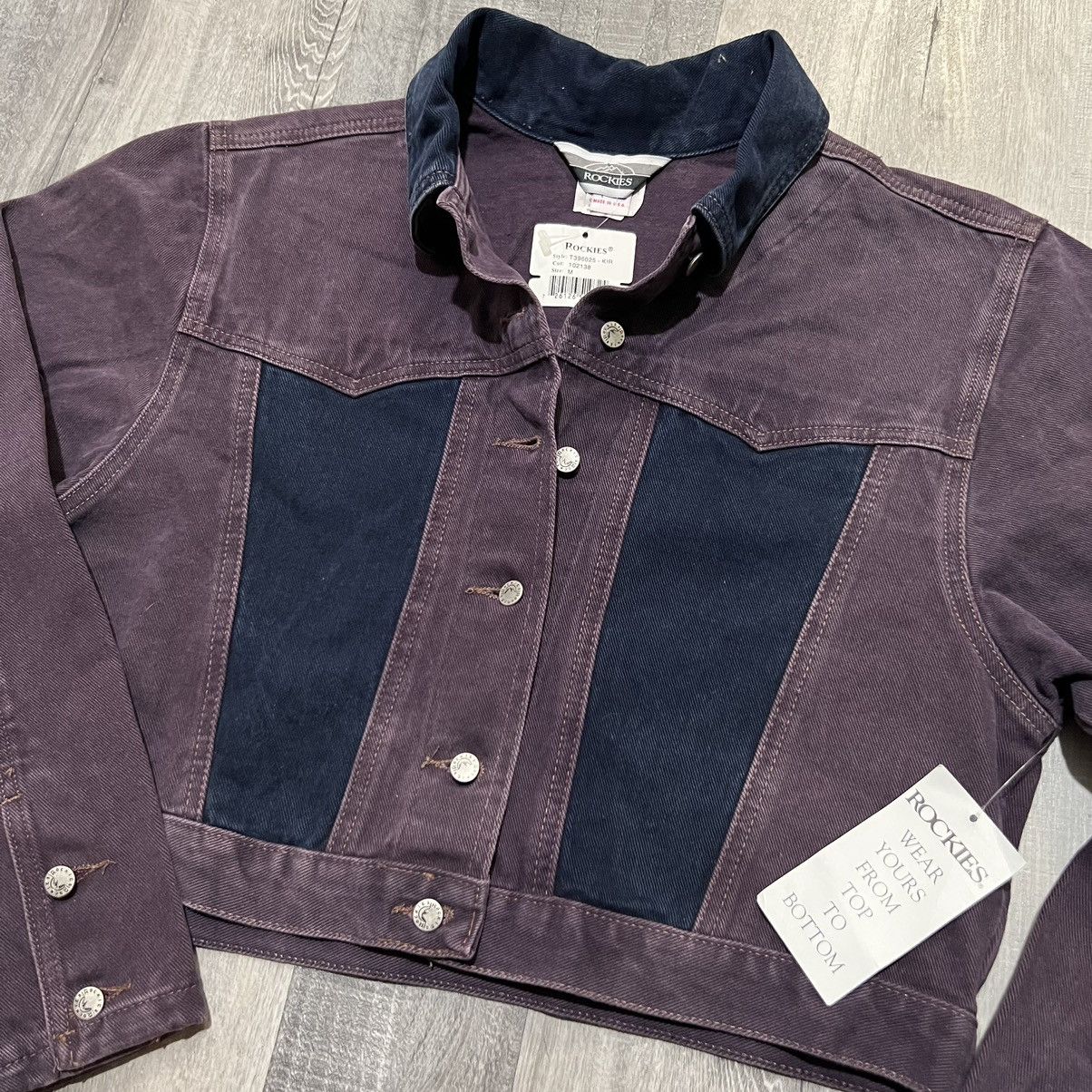 Vintage VTG Rockies Jeans Denim Purple Cropped Western USA Jacket Size M / US 6-8 / IT 42-44 - 3 Thumbnail