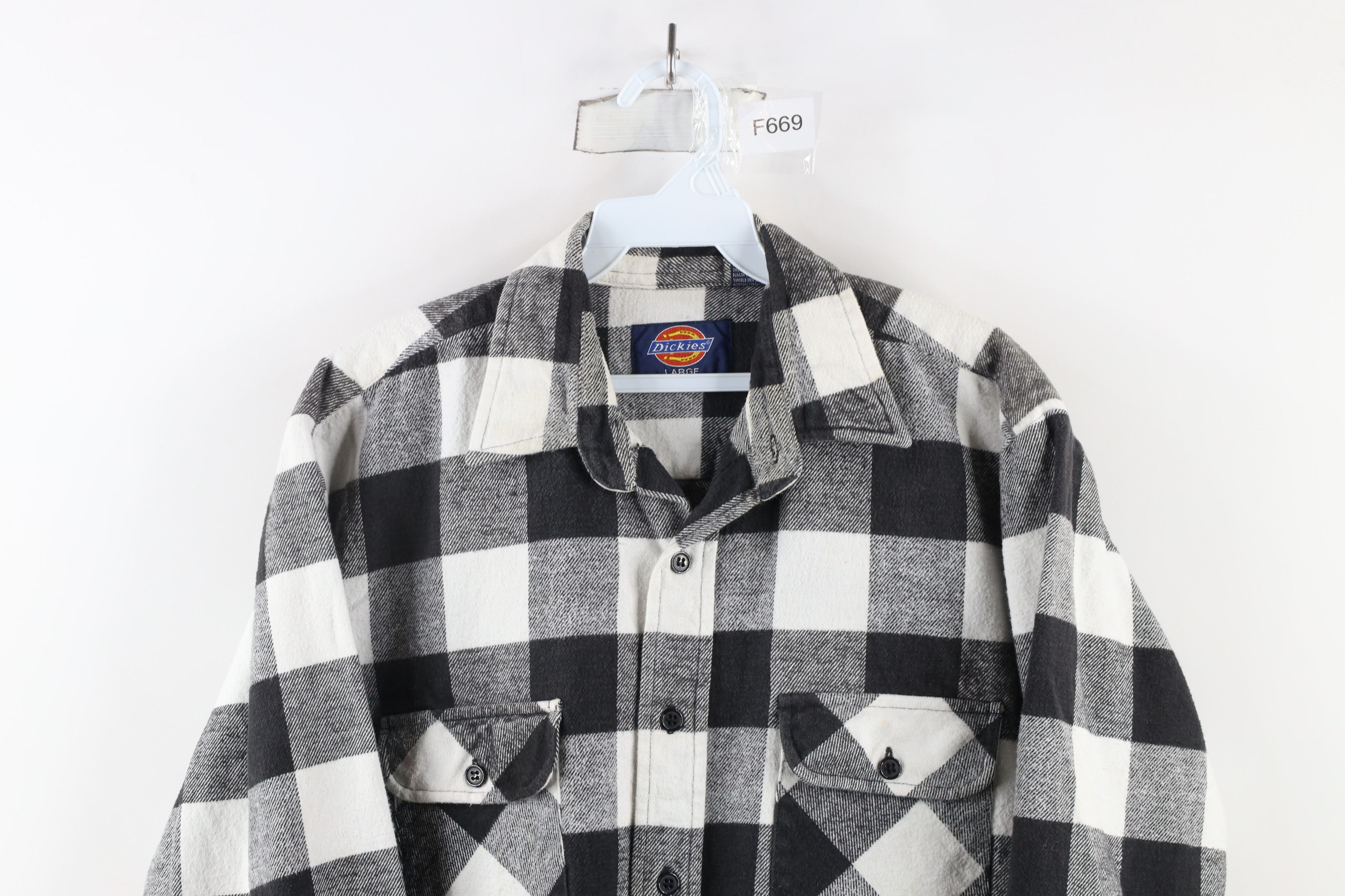 Dickies × Vintage Vintage 90s Dickies Heavyweight Flannel Button Shirt Plaid Size US L / EU 52-54 / 3 - 2 Thumbnail