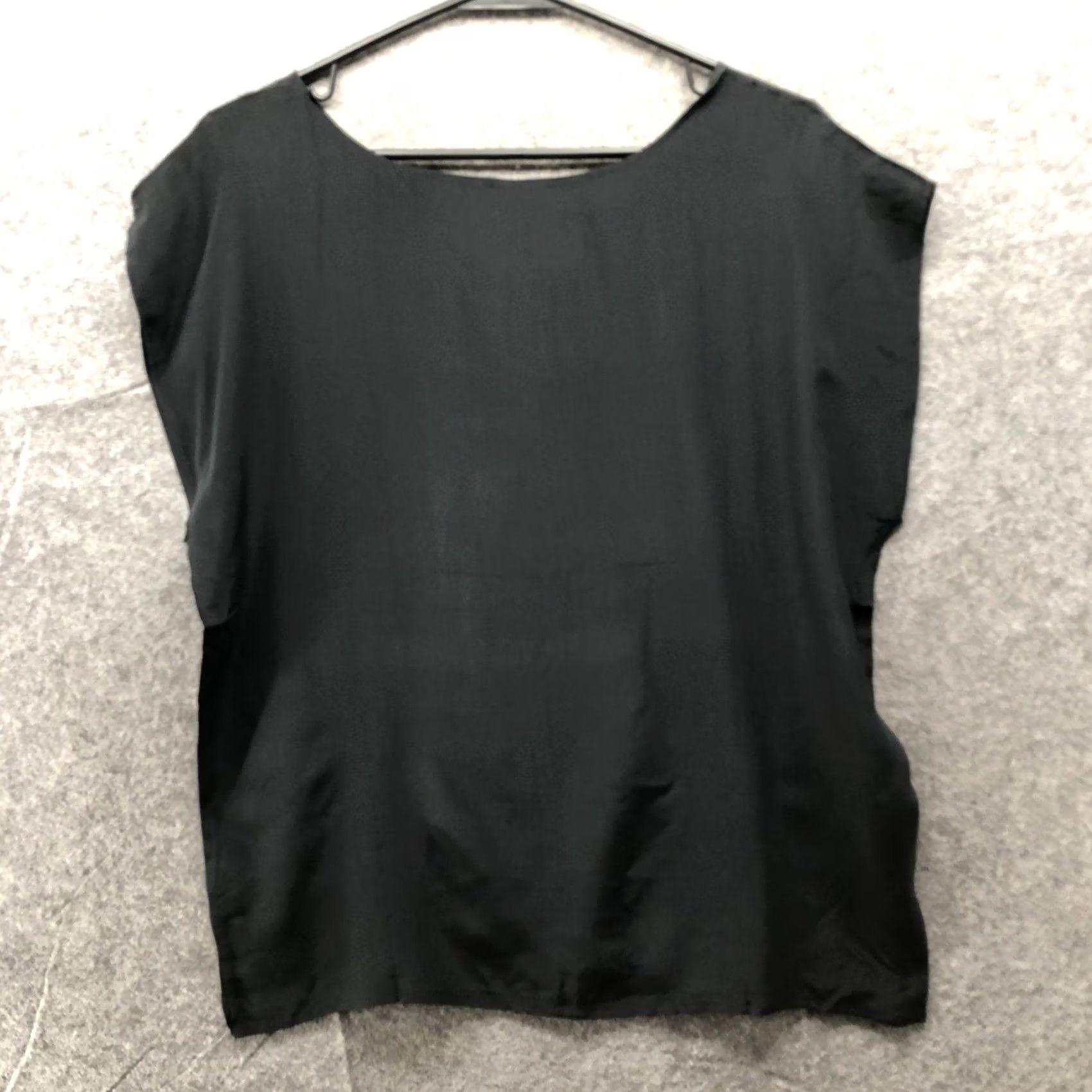 Vintage Womens Black Silk Blouse Size L Short Sleeve Round Neck Dolman Boxy Size L / US 10 / IT 46 - 2 Thumbnail
