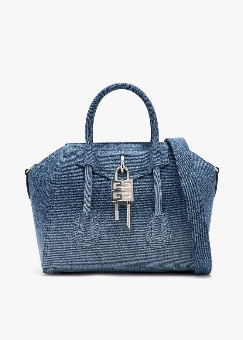 Givenchy o1srvl11e0625 Size:OS/Mini Antigona Lock Bag in Blue Denim Size ONE SIZE - 1 Thumbnail