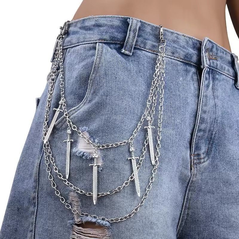 Jewelry Punk Street Sword Charm Pants Chains Size ONE SIZE - 2 Thumbnail