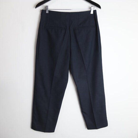 Club Monaco Club Monaco Navy Blue High Waisted Sleek Pleated Crop Pants Size 28" / US 6 / IT 42 - 4 Thumbnail
