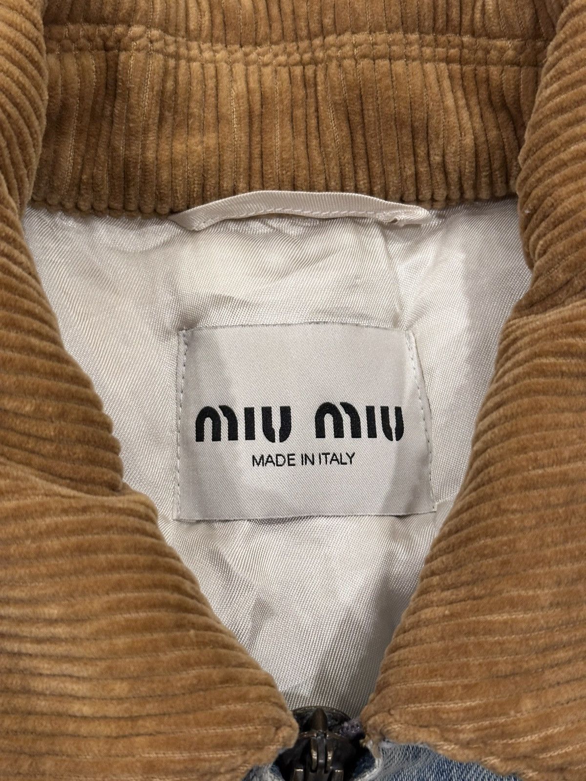 Miu Miu Miu Miu FW24 Corduroy Collar Light Wash Denim Jacket Size US XL / EU 56 / 4 - 9 Thumbnail
